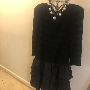 Vintage 80s Morton Myles for The Warrens Little Black Dress w/Ruffles